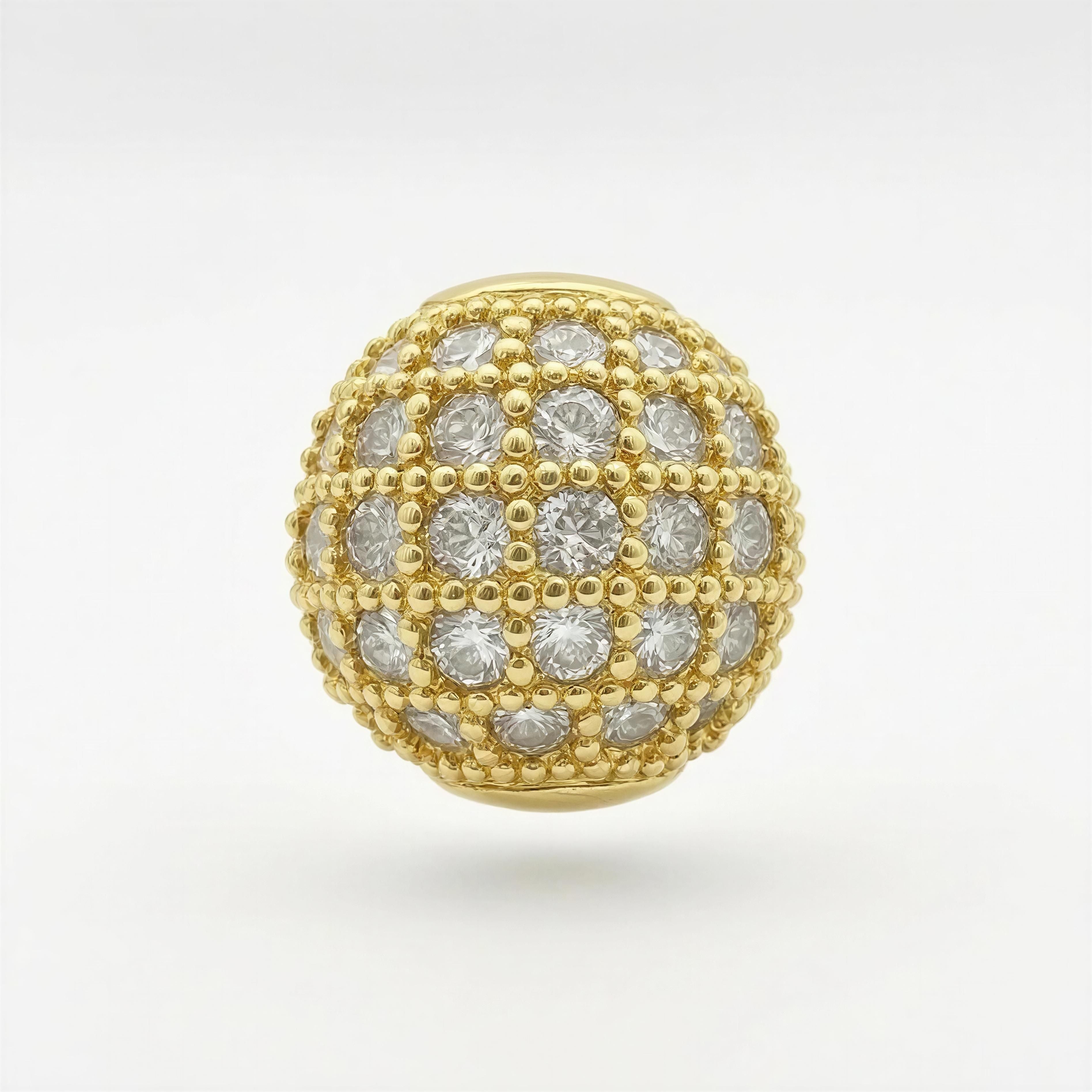 A spherical gold bead intricately crafted with a lattice pattern of small gold spheres encasing sparkling clear crystals, part of the Limited Edition - Orbis Aurea Imperium collection.